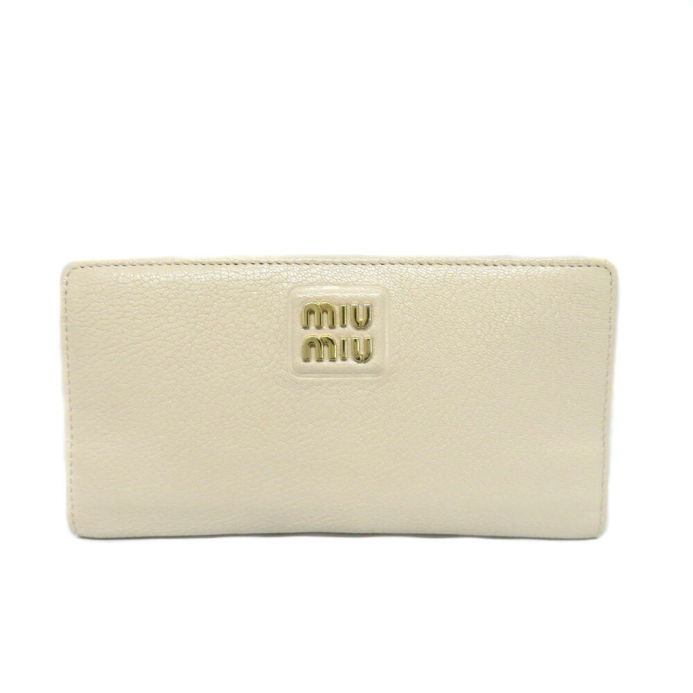 Miu Miu Madras Bi fold Long Wallet Beige